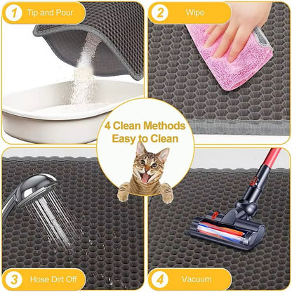 Tapis de litière pour chat waterproof – double couches attrape litière