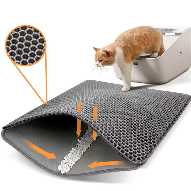 Tapis de litière pour chat waterproof – double couches attrape litière