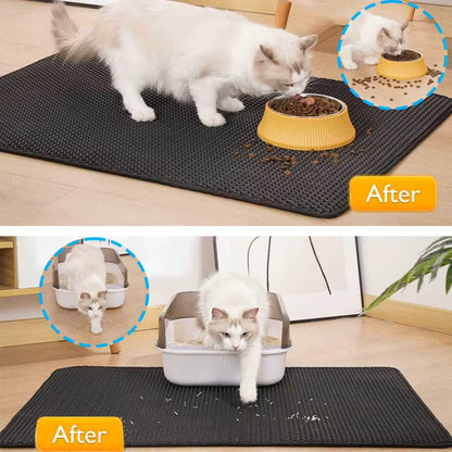 Tapis de litière pour chat waterproof – double couches attrape litière