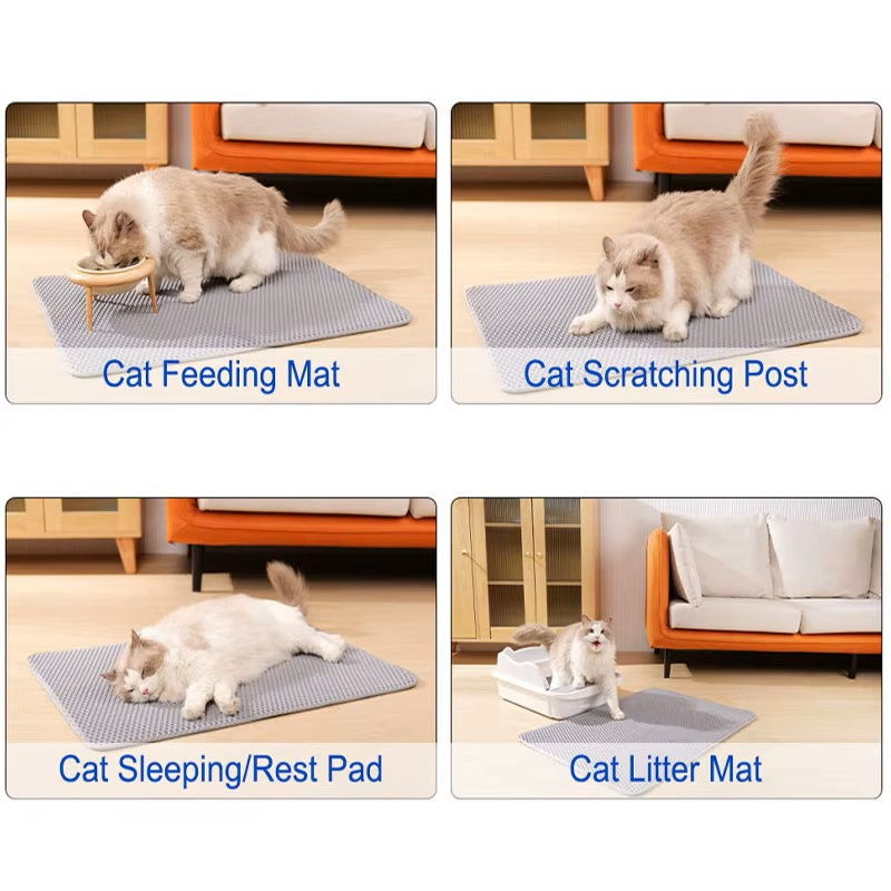 Tapis de litière pour chat waterproof – double couches attrape litière